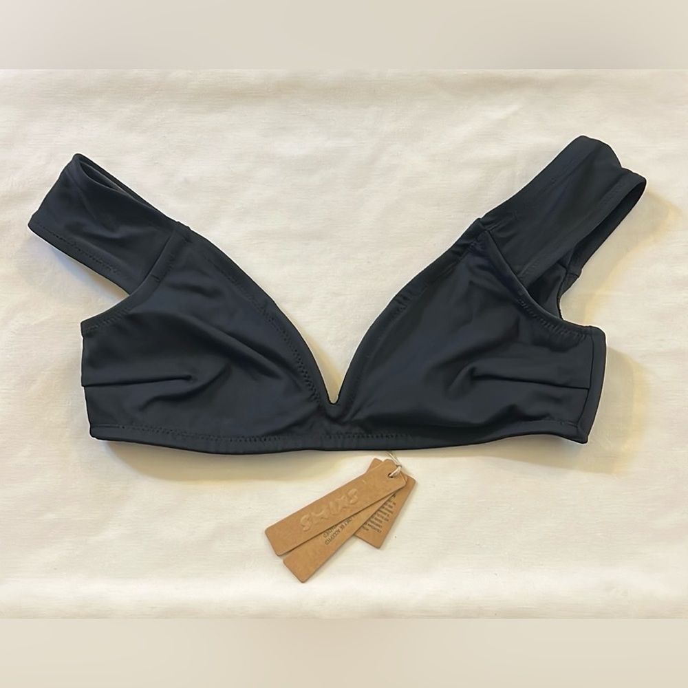 SKIMS Black V-Neck Bikini Top